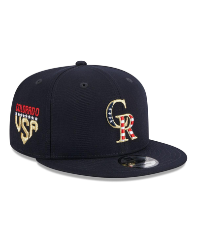 New Era Men's  Navy Colorado Rockies 2023 Fourth Of July 9fifty Snapback Adjustable Hat