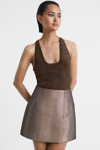 Reiss Bronze Metallic Racerback Vest In Gold