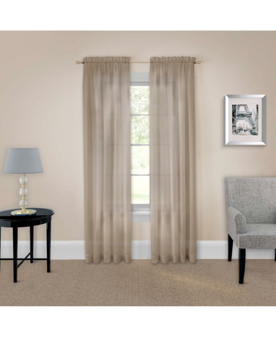 Eclipse Pairs To Go Victoria Voile 84" X 118" Curtain Panel, Set Of 2 In Taupe