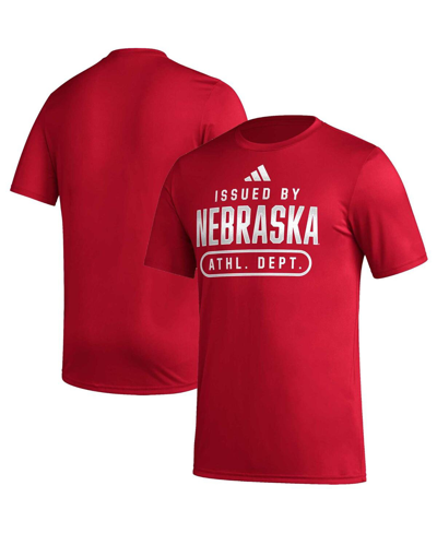 Adidas Originals Men's Adidas Scarlet Nebraska Huskers Aeroready Pregame T-shirt