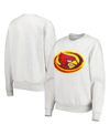 GAMEDAY COUTURE WOMEN'S GAMEDAY COUTURE HEATHER GRAY IOWA STATE CYCLONES CHENILLE PATCH FLEECE PULLOVER SWEATSHIRT