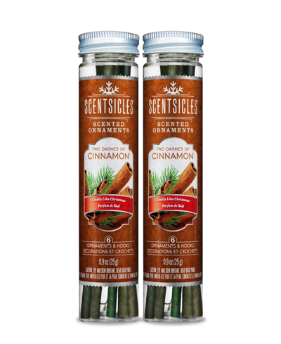 National Tree Company Scentsicles, Scented Ornaments, 6 Count Bottles, 2 Dashes Of Cinnamon, Fragrance-infused Paper Stick In Brown