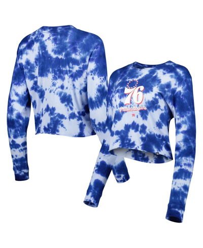 New Era Women's  Royal Philadelphia 76ers Tie Dye Cropped Long Sleeve T-shirt