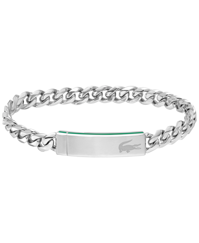 Lacoste Men's Stainless Steel Box Chain Bracelet In Silver