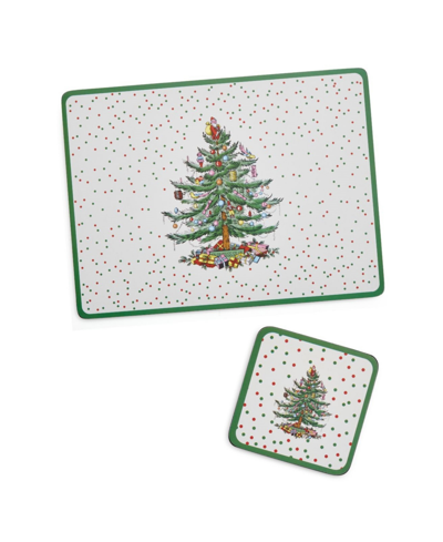 Spode Polka Dot Placemat And Coaster Set In Green