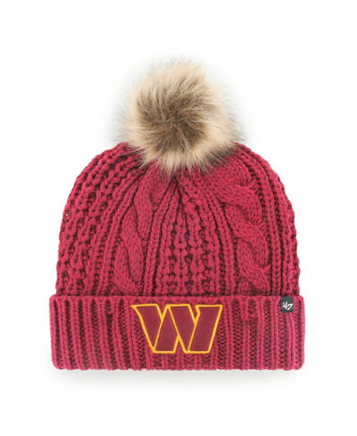 47 Brand Women's ' Burgundy Washington Commanders Logo Meeko Cuffed Knit Hat With Pom
