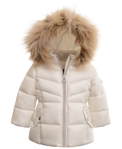 Michael Kors Baby Girls Heavy Weight Stadium Puffer Jacket In Winter White
