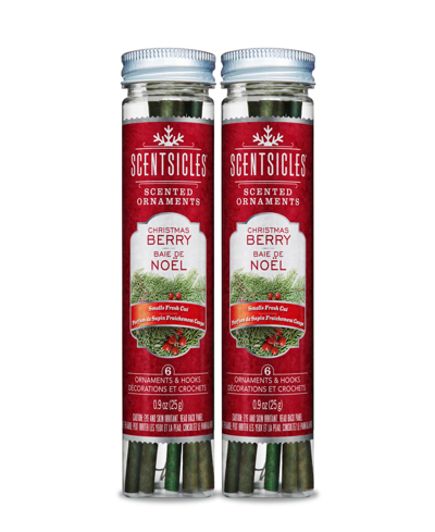 National Tree Company Scentsicles, Scented Ornaments, 6 Count Bottles, Christmas Berry, Fragrance-infused Paper Sticks, 2 In Green