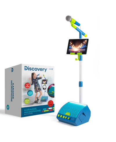 Discovery Kids' Light Up Led Music Microphone And Stand Set, 3 Piece In Blue