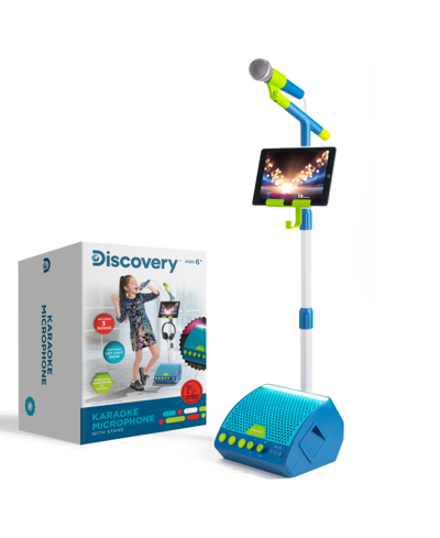 Discovery Light Up Led Music Microphone And Stand Set, 3 Piece In Blue
