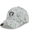 NEW ERA WOMEN'S NEW ERA GRAY LAS VEGAS RAIDERS BOUQUET 9TWENTY ADJUSTABLE HAT