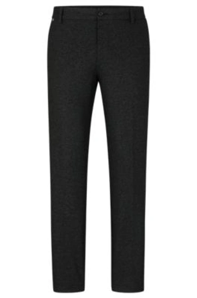 Hugo Boss Regular-fit Regular-rise Trousers With Tapered Leg In Dark Grey