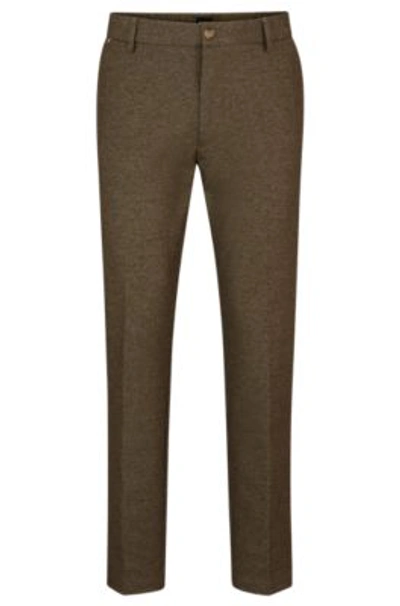 Hugo Boss Regular-fit Regular-rise Trousers With Tapered Leg In Beige