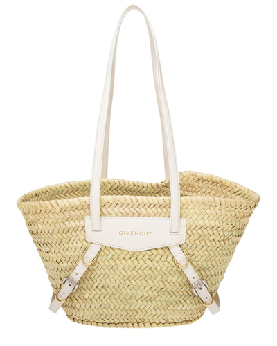 Givenchy Women's Medium Voyou Basket Bag In Raffia In White