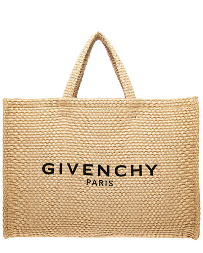 Givenchy G-tote L号酒椰叶纤维效果购物包 In Brown