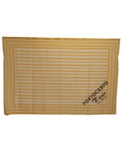 Dolce & Gabbana Yellow White Striped Portocervo Shawl Scarf