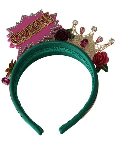 Dolce & Gabbana Green Pink Crystal Fumetti Cartoons Diadem Headband