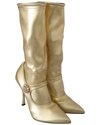 Dolce & Gabbana Gold Rhinestones Ankle Boots Socks Women's Shoes