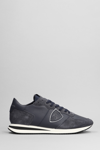 PHILIPPE MODEL TRPX SNEAKERS IN BLUE SUEDE AND LEATHER