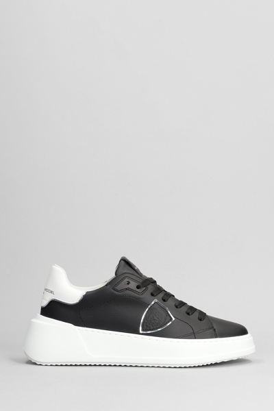 Philippe Model Tres Temple Sneakers In Black Leather