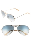 Ray Ban Original Mirror Aviator Sunglasses In Matte Gold/ Blue Mirror