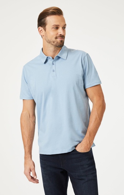 Mavi Basic Polo Shirt In Faded Denim In Blue