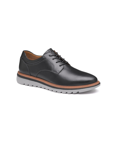 Johnston & Murphy Men's Braydon Plain Toe Hybrid Dress Oxford Shoes In Black Full Grain Leather