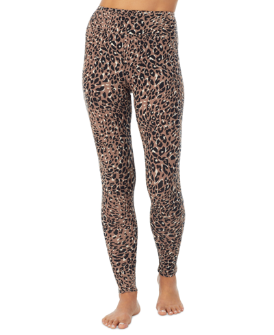 Cuddl Duds Petite Softwear Stretch High-rise Leggings In Pecan Leopard