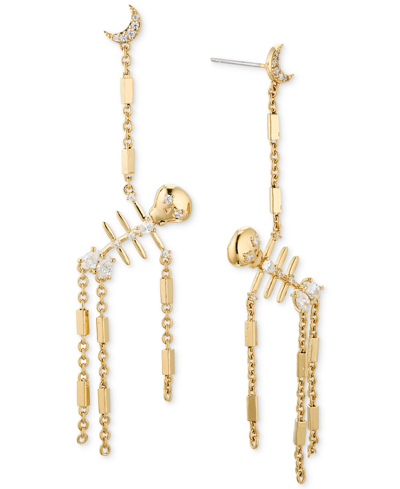 Ava Nadri Cubic Zirconia Dangling Skeleton Drop Earrings In Gold