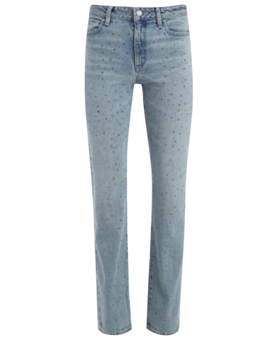 Guess Women's Rhinestone-embellished Straight-leg Denim Jeans In Crystalized Wash