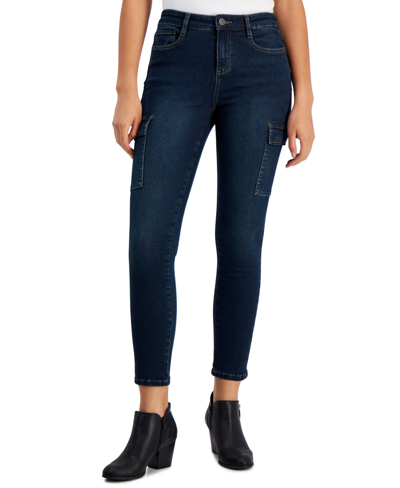Dollhouse Juniors' Cargo High Rise Skinny Ankle Jeans In Nile