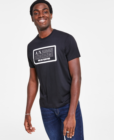 A X Armani Exchange Men's Cotton Logo-print T-shirt In Black