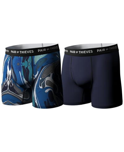 Pair Of Thieves Men's Supersoft Stay-put Boxer Briefs In Blue