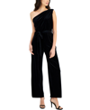 Anne Klein One-shoulder Velvet Jumpsuit In Anne Black