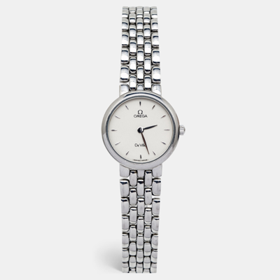 Pre-owned Omega Silver White Stainless Steel De Ville 795.1111 Women's Wristwatch 23 Mm