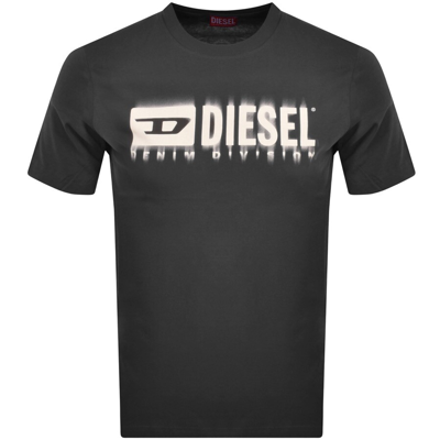 Diesel T-shirt With Smudged Logo Print In Grey