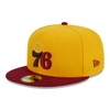 NEW ERA NEW ERA YELLOW/RED PHILADELPHIA 76ERS FALL LEAVES 2-TONE 59FIFTY FITTED HAT