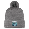 FANATICS FANATICS BRANDED  GRAY SEATTLE KRAKEN AUTHENTIC PRO HOME ICE CUFFED KNIT HAT WITH POM