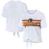 Wear By Erin Andrews Women's  White Tennessee Volunteers Striped Front Knot Cropped T-shirt In White