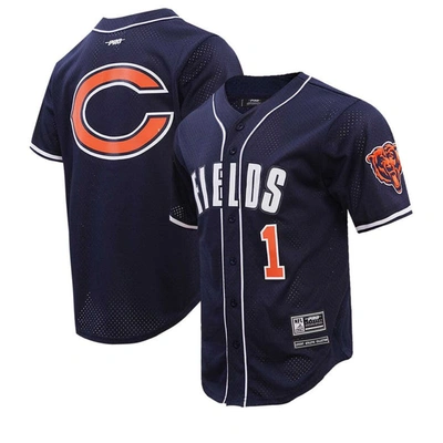 Pro Standard Men's  Justin Fields Navy Chicago Bears Baseball Player Button-up Shirt