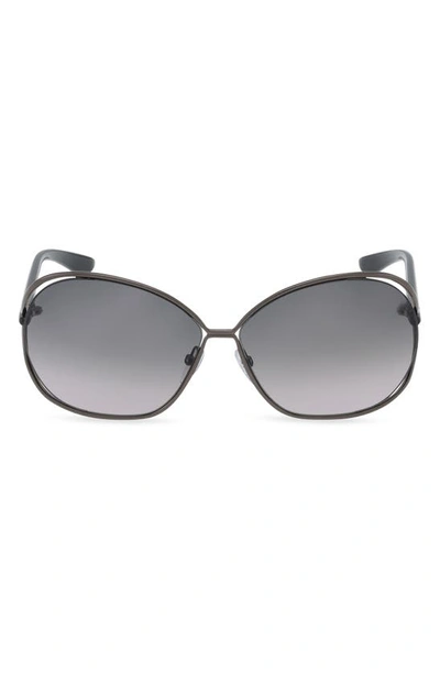 Tom Ford Carla 66mm Oversized Round Metal Sunglasses In Gunmetal Gradient Smoke