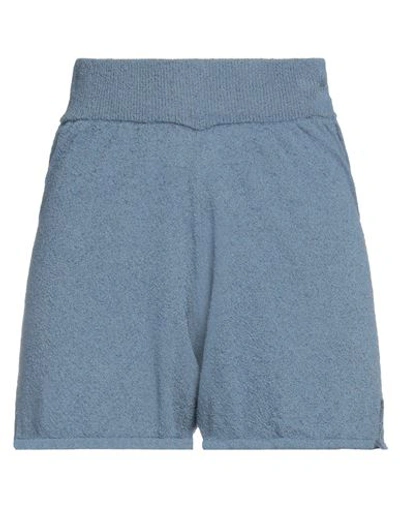 Daniele Fiesoli Woman Shorts & Bermuda Shorts Slate Blue Size 3 Organic Cotton, Polyamide