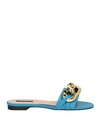 Patrizia Pepe Woman Sandals Azure Size 9 Soft Leather In Blue