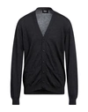 Alpha Studio Man Cardigan Black Size 44 Merino Wool In Grey