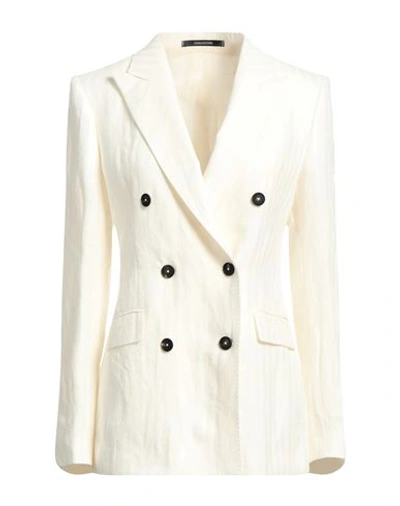 Tagliatore 02-05 Woman Suit Jacket White Size 6 Linen
