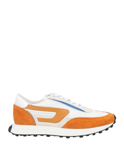 Diesel Man Sneakers Brown Size 7 Soft Leather In Orange