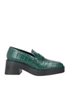 Lorenzo Mari Woman Loafers Deep Jade Size 10 Soft Leather In Green
