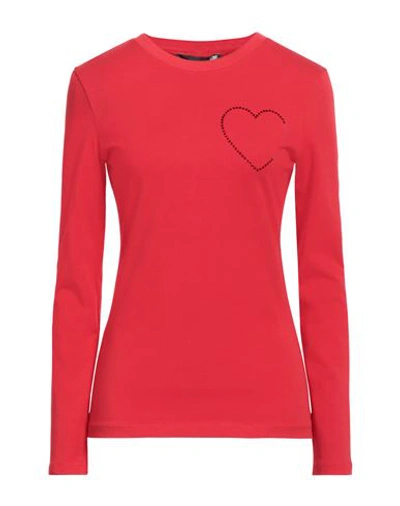 Love Moschino Woman T-shirt Red Size 8 Cotton, Elastane