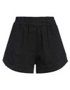 Ottod'ame Woman Denim Shorts Black Size 6 Cotton, Elastane