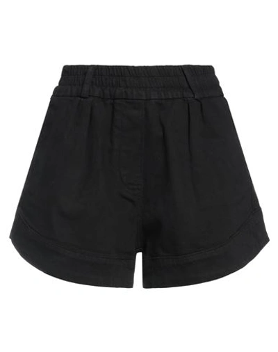 Ottod'ame Woman Denim Shorts Black Size 6 Cotton, Elastane In Black